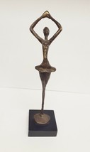 Metal Brass Ballerina Ballet Dancer Statue Art Sculpture Bronze on Base 13&quot; - £71.72 GBP