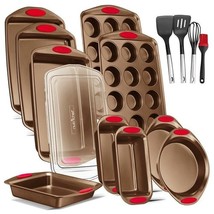 NutriChef 15Pcs Kitchen Oven Baking Pans Deluxe Nonstick Golden Coating ... - $56.88