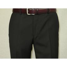 Men's Mantoni Flat Front Pants All Wool Super 140's Classic Fit 40901 Black image 5