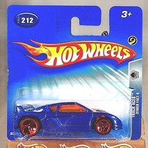 2004 Hot Wheels #212 Track Aces ZENDER FACT 4 Blue w/Red 3 Spokes Short Card - £6.94 GBP