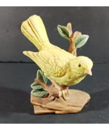 YELLOW BIRD FIGURINE Porcelain Bisque Marked T/S/C Crossed Feathers 4&quot; V... - $9.45