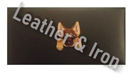 German Shepherd Puppy Design Leather Checkbook Cover - £19.73 GBP