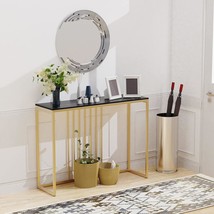 Wisfor Sintered Stone Entryway Console Table: Black Marble, 40X12X31 Inch - £164.45 GBP