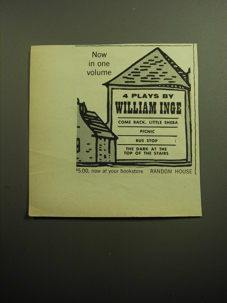 1958 Random House Book Advertisement - 4 Plays by William Inge - 1980-89