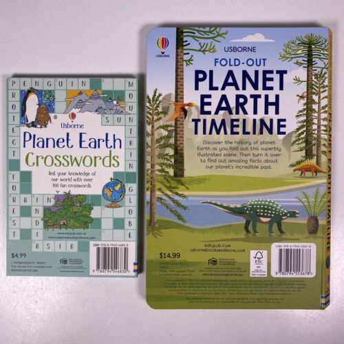 Usborne Fold-Out Planet Earth Timeline &amp; Planet Earth Crosswords Book - $18.80