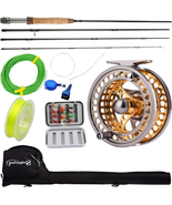 Fly Fishing Rod Reel Combo Starter Kit Portable Fly Rod CNC Aluminum Fly... - $108.29