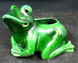 Vintage Green Frog Planter Lustre, 5&quot; X 6&quot; - £29.60 GBP