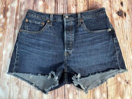 Levi&#39;s 501 Womens Size 32 High Rise Jean Denim Button Fly Shortie Shorts... - $28.49