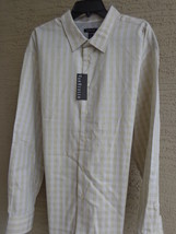 NWT Mens Van Heusen L/S Cotton Blend Shirt Khaki windowpane 2XL18-18.5 - £16.61 GBP