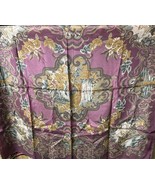 Vintage Liz Claiborne 100% Silk Purple/Gold Scarf Made In Japan 31&quot; Square - £13.19 GBP