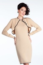 Work Dress Set Knitted Wool Sleeveless Dress Short Bolero Jacket Long Sleeve L - £154.53 GBP