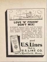 1937 Print Ad U.S. Lines Fishing Line Man Fishing in Boat Westfield,MA - £5.66 GBP