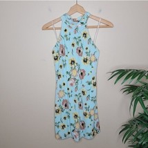 Judith March | Light Blue Floral Tie Back High Neck Halter Dress, size s... - $33.85