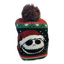 Nightmare Before Christmas Jack Skellington Santa Beanie Hat Pom Pom | Disney Ti - $277.32 MXN