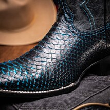 Marco Di Milano Genuine Snake Skin Cowboy Boot Missouri Black / Blue image 8
