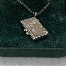 Sterling Silver Envelope Locket Necklace With Sentimental Engraving - $34.80
