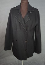 Talbots Wool Cashmere Blend Double Breasted Cardigan Sweater Jacket Black Sz M - £25.76 GBP