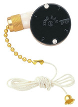 3 Speed Pull Chain Switch w/ Capacitor Fan Zing Ear ZE-208S Brass Angelo 77021 - £15.59 GBP