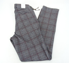 New Brax Pants Mens 34x32 Gray Plaid Modern Flat Front Feel Good Style Fay - $66.45