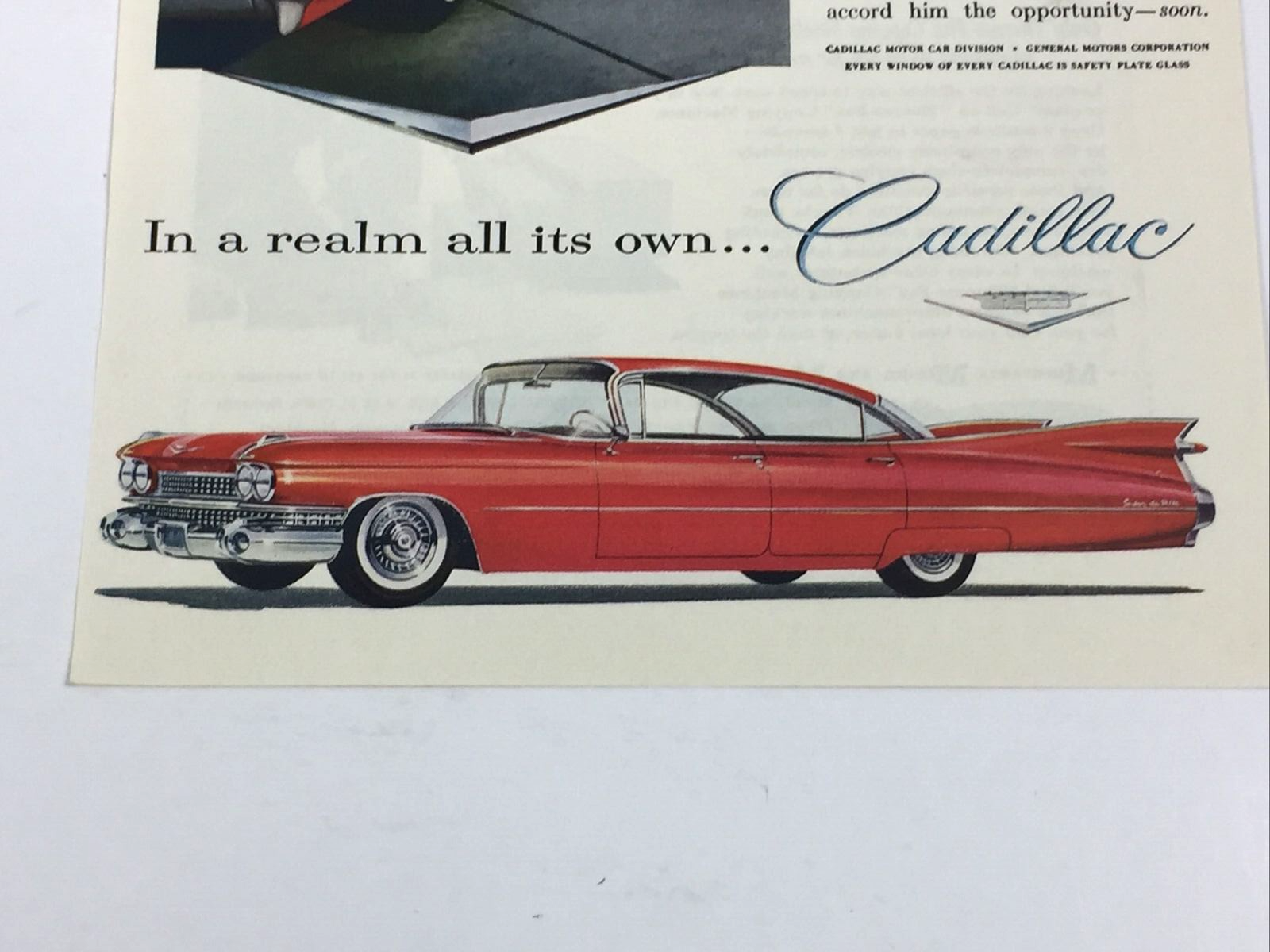 Primary image for Vintage 1959 Cadillac 4 Door Hardtop Airstream Bumper Trailers Original Print Ad