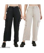 White Trousers Black Cargo PANTS 2 Sets Women&#39;s Trouser Bell Bottom Girl... - £28.48 GBP