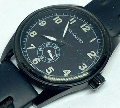 Vintage Szanto Men Black Small Second Round Analog Quartz Watch Hour~New Battery - £37.06 GBP