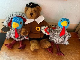 Lot of Small Brown Plush Pilgrim Teddy Bear &amp; Two TY Turkey LURKEY Thank... - £10.10 GBP