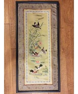 Vintage Chinese Silk Embroidery Panel  Framed Flowers &amp; Ducks FRAMED - $67.56 CAD