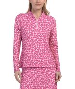 NWT X by GOTTEX Hot Pink Hearts Golf Tennis Kate Long Sleeve Mock Shirt ... - $44.99