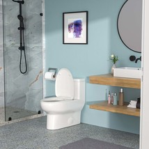 Ceramic One-Piece Toilet: Single Flush, Soft Close - $298.99