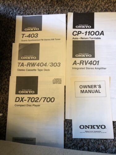 Onkyo Instruction Manual Lot T-403, CP-1100A, TR-RW404/403, A-Rv401, DX 702/700 - $19.79