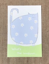 Flower Power Fat Cat Greeting Card Blue Kitty With Daisies Chonk - £2.97 GBP