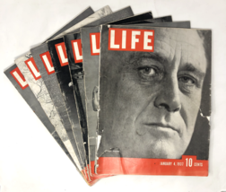 Vintage Lot of 7 Life Magazine Early Consecutive Issues 1937 FDR Soldiers - £53.18 GBP