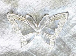 Monet Crystal Rhinestone Silver-tone Butterfly Brooch 1980s vintage 1 3/4&quot; - £11.91 GBP