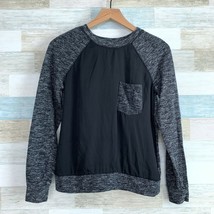 Lou &amp; Grey Space Dye Raglan Sweatshirt Tee Black Gray Mixed Media Womens XS - £14.08 GBP
