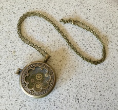 Steampunk Gears Locket Style Pendant Necklace - $9.25