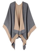 MissShorthair Women&#39;s Shawl Wrap Poncho Reversible Dark Gray Beige - $244.07 MXN