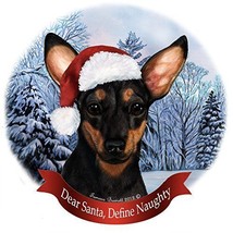 Holiday Pet Gifts Chiweenie Black and Tan Santa Hat Dog Porcelain Ornament - $31.99