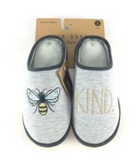 Rae Dunn Women’s Bee Kind Slippers Size Small 5-6 Gray Gold New  - £22.60 GBP