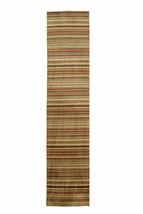 EORC DN22GD2X6 Handmade Wool Striped Rug, 2&#39; x 6&#39;, Orange/Green - £103.45 GBP