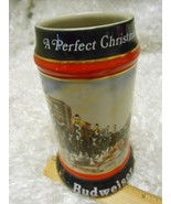 1992 Budweiser Holiday Beer Stein Mug &quot;A Perfect Christmas&quot; Clydesdale H... - $24.67