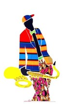 Personality 3 / Fabric Collage /Saxophonist / Jazz music / African Art - £79.75 GBP