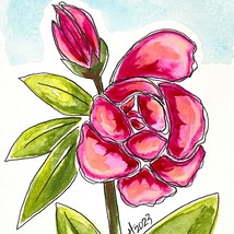 Blooming Beauty - Original Wall Art Watercolor Painting Matted Frame Ready 8x10 - £35.97 GBP