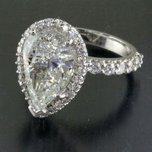  3Ct Pear Brilliant Cut Diamond Halo Engagement Ring in 14K White Gold Finish - £66.13 GBP