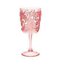 Set of Four Pink Paisley Acrylic Stemmed All Purpose Wine Glass - $3,225.98 MXN