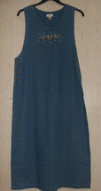 EXCELLENT WOMENS Christopher &amp; Banks Holly Berry BLUE JEAN JUMPER DRESS ... - £29.93 GBP