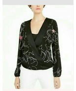 Alfani, Printed Surplice-Neck Blouse, Black Floral, Size XL - £24.21 GBP