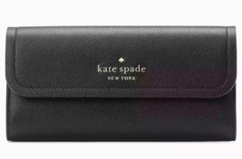 Kate Spade Rosie Large Flap Wallet Black Leather KB014 NWT Purse $229 Retail Y - £57.46 GBP