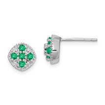 Sterling Silver Emerald Square Post Earrings Jewerly - £51.15 GBP