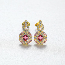 Ruby Earrings S925 Silver Earrings Earrings Stud Femininity High-Grade Sense - £25.57 GBP